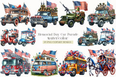 Memorial Day Car Parade Clipart Bundle - CraftNest - Digital Crafting and Art