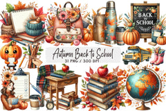 Autumn Back to School Clipart Bundle - CraftNest - Digital Crafting and Art