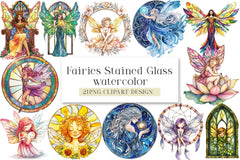 Fairies Stained Glass Clipart Bundle - CraftNest - Digital Crafting and Art