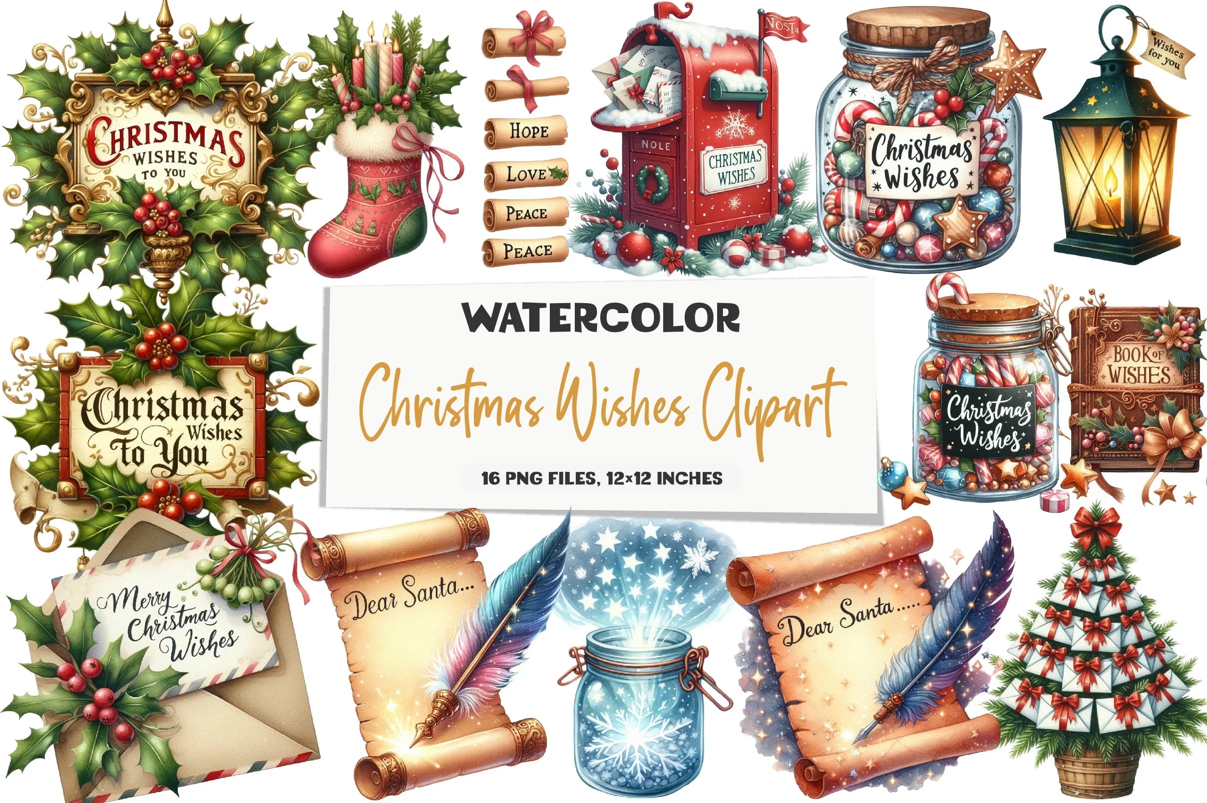 Christmas Wishes Clipart Bundle - CraftNest - Digital Crafting and Art