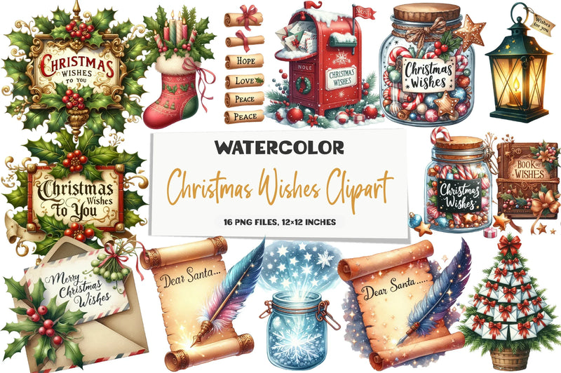 Christmas Wishes Clipart Bundle - CraftNest - Digital Crafting and Art