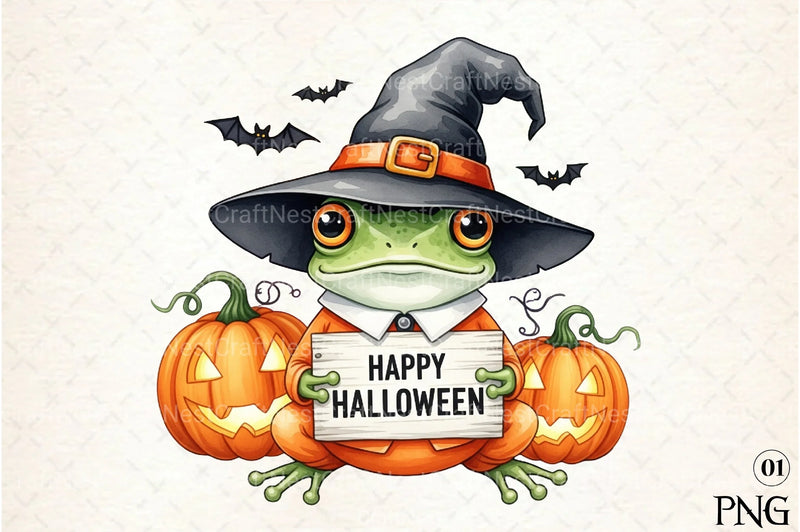Happy Halloween Frog Clipart Bundle - CraftNest - Digital Crafting and Art