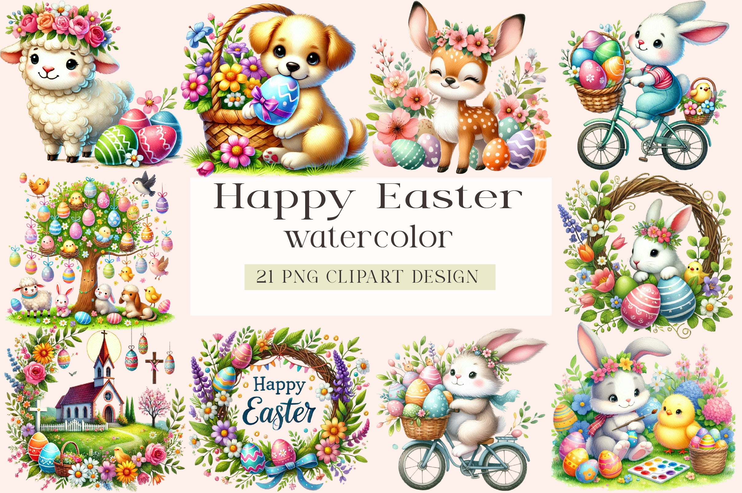 Happy Easter Clipart Bundle