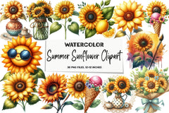 Summer Sunflower Clipart Bundle - CraftNest - Digital Crafting and Art