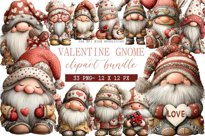Valentine Gnomes Clipart Bundle - CraftNest - Digital Crafting and Art