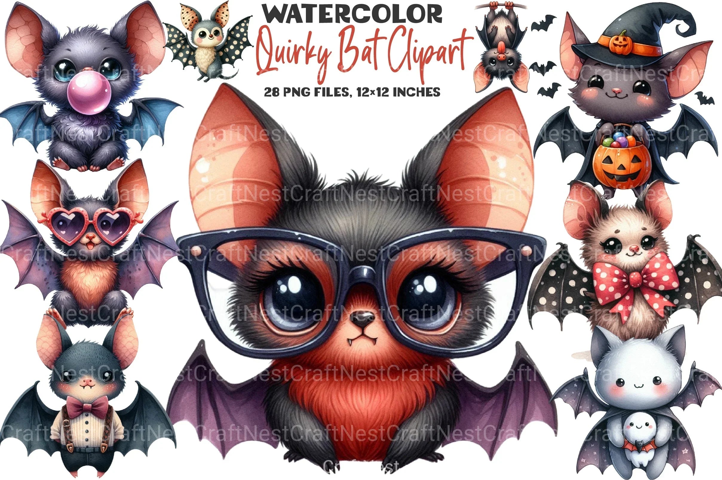 Quirky Bat Clipart Bundle - CraftNest - Digital Crafting and Art