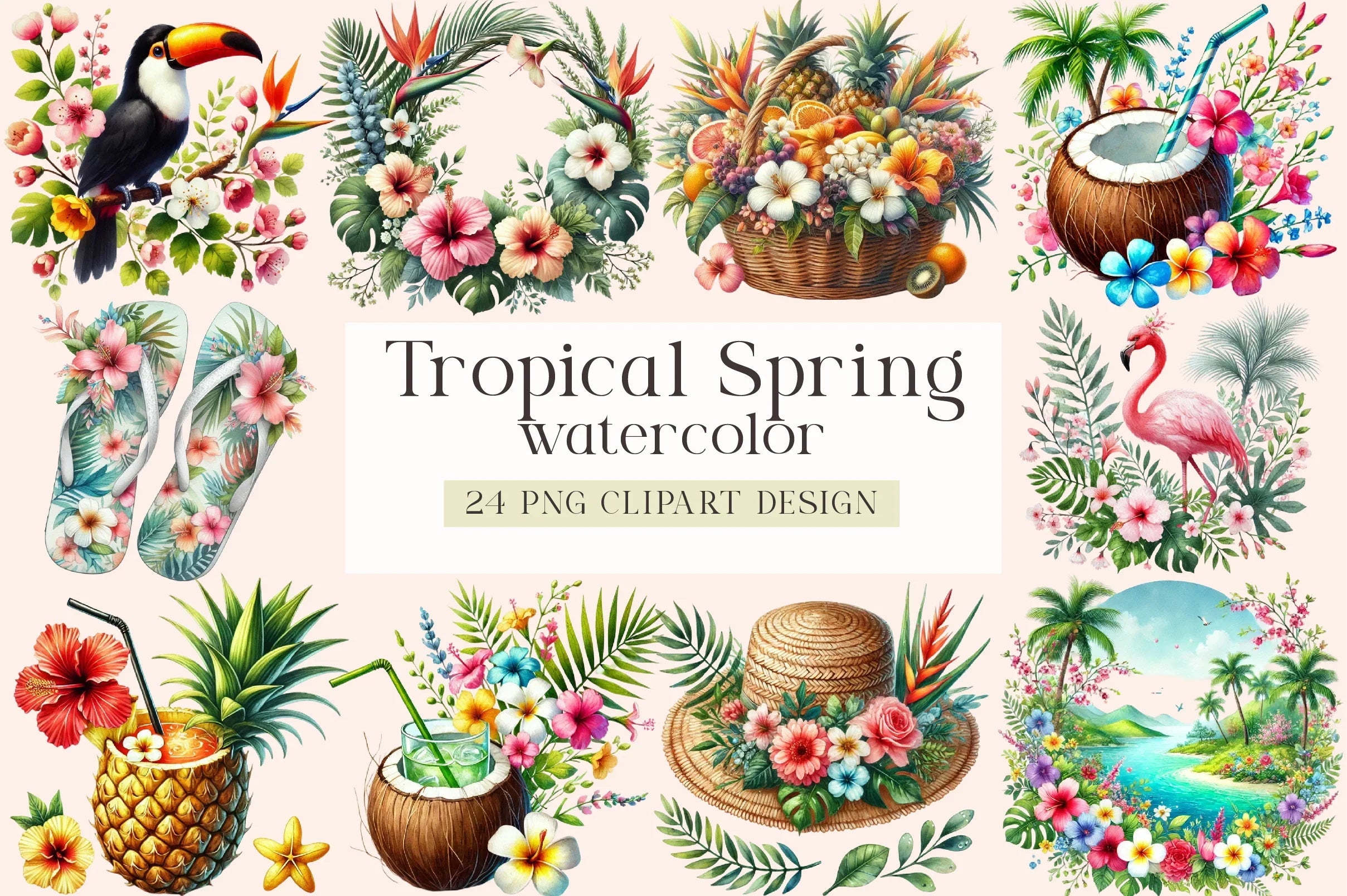 Tropical Spring Clipart Bundle