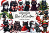 Christmas Black Cat Funny Clipart Bundle