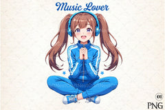 Music Lover Girl Headphones Clipart Bundle - CraftNest - Digital Crafting and Art