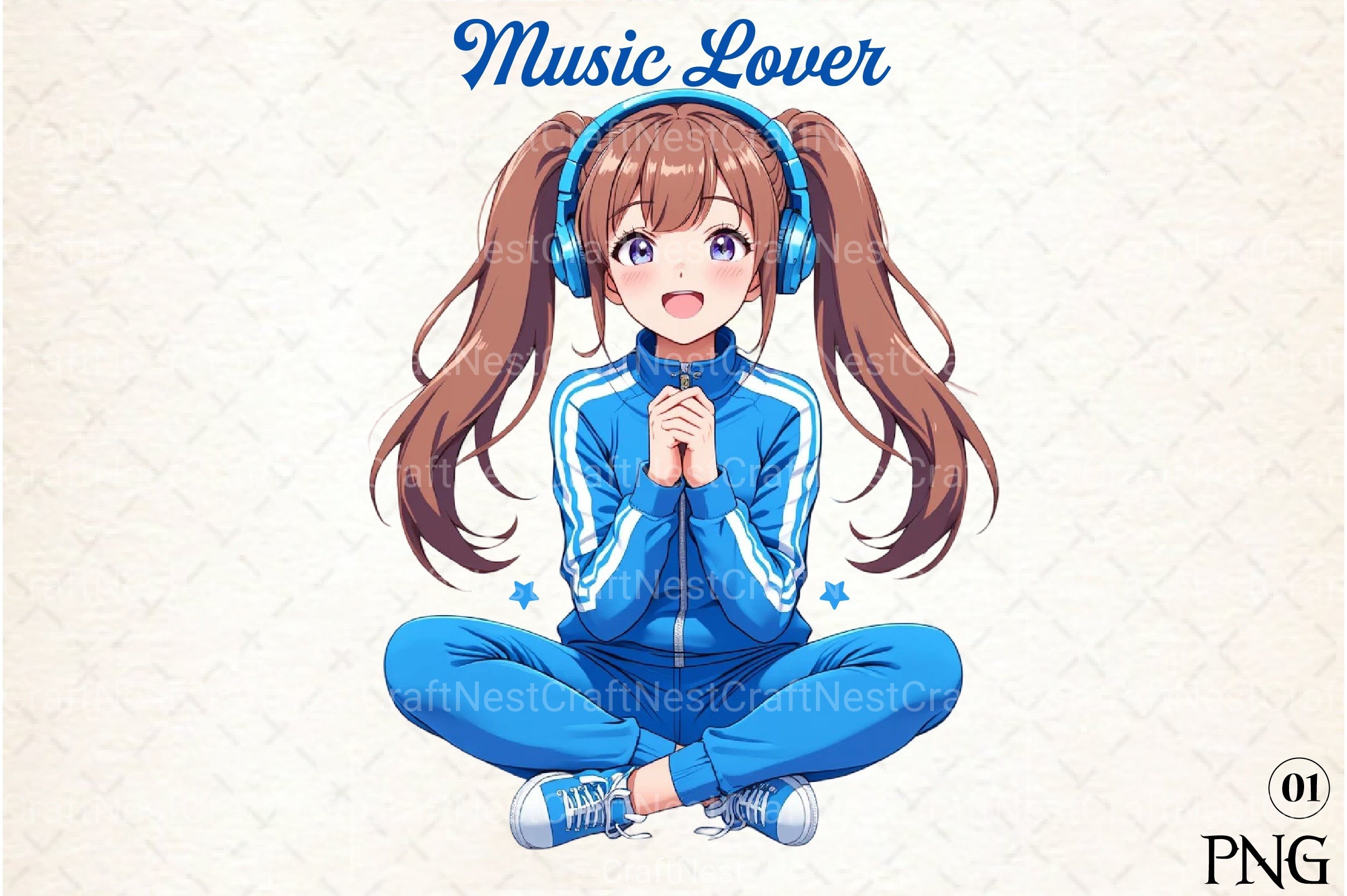 Music Lover Girl Headphones Clipart Bundle - CraftNest - Digital Crafting and Art