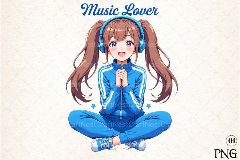 Music Lover Girl Headphones Clipart Bundle - CraftNest - Digital Crafting and Art