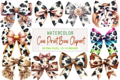 Cow Print Bow Clipart Bundle - CraftNest - Digital Crafting and Art
