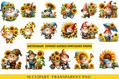 Summer Garden Sunflower Gnome Clipart Bundle - CraftNest - Digital Crafting and Art