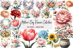 Mother's Day Flowers Clipart Bundle Collection - CraftNest - Digital Crafting and Art