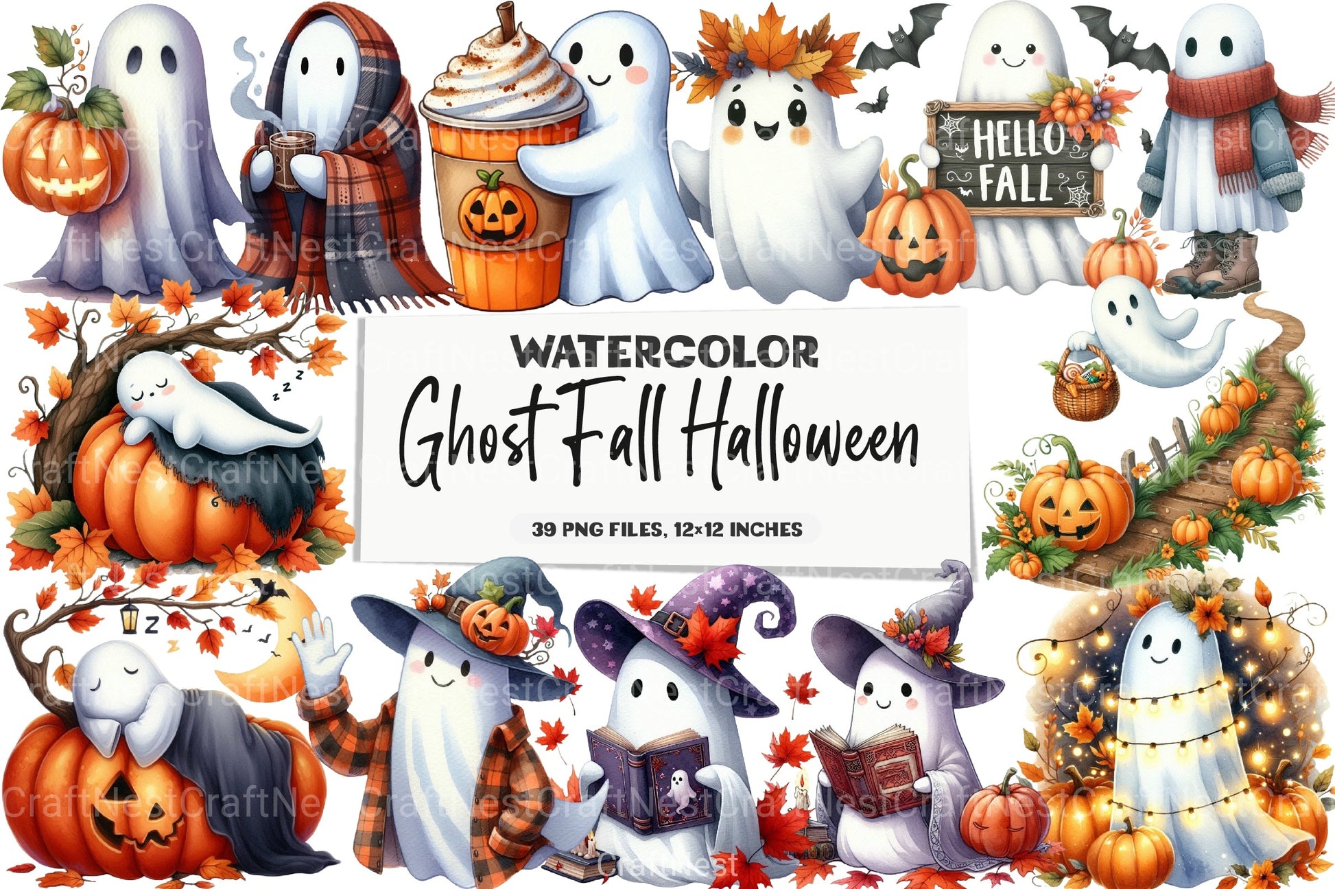 Ghost Fall Halloween Clipart Bundle - CraftNest - Digital Crafting and Art