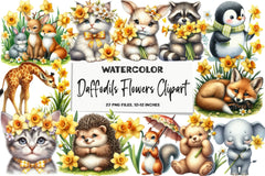 Daffodils Flowers Clipart Bundle - CraftNest - Digital Crafting and Art
