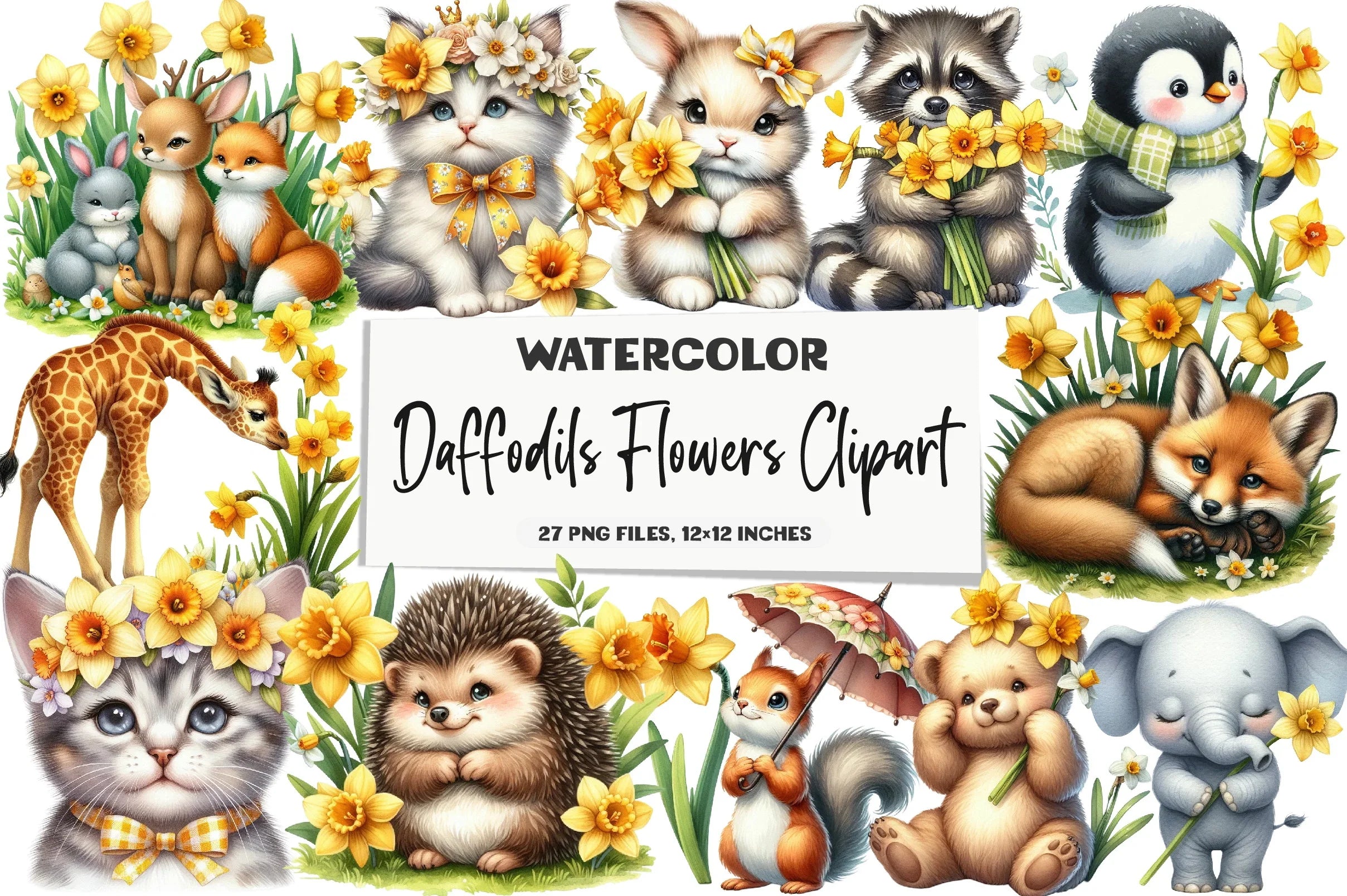 Daffodils Flowers Clipart Bundle - CraftNest - Digital Crafting and Art