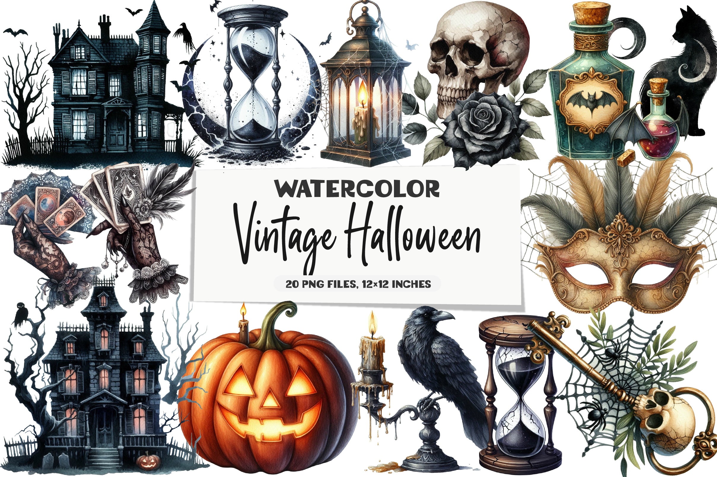 Vintage Halloween Clipart Bundle