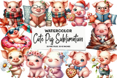 Cute Pig Clipart Bundle - CraftNest - Digital Crafting and Art