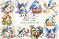 Mother's Day Bluebird Mom Clipart Bundle - CraftNest - Digital Crafting and Art