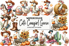 Cute Cowgirl Goose Clipart Bundle - CraftNest - Digital Crafting and Art