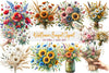 Summer Wildflowers Bouquet Clipart Bundle
