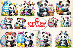 Easter Day Cute Panda Clipart Bundle - CraftNest - Digital Crafting and Art
