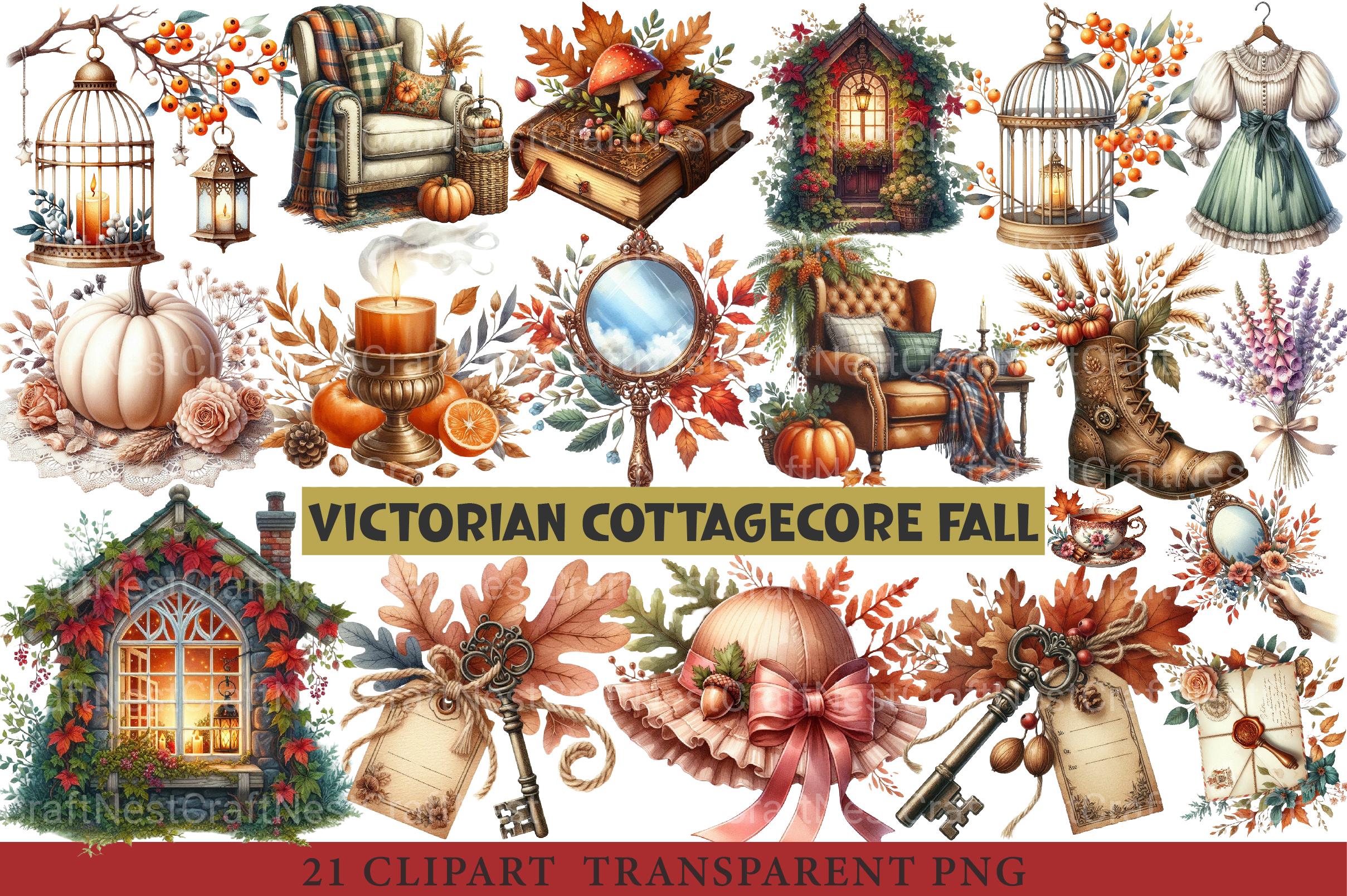 Victorian Cottagecore Fall Clipart - CraftNest - Digital Crafting and Art