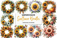 Sunflower Wreaths Clipart Bundle - CraftNest - Digital Crafting and Art