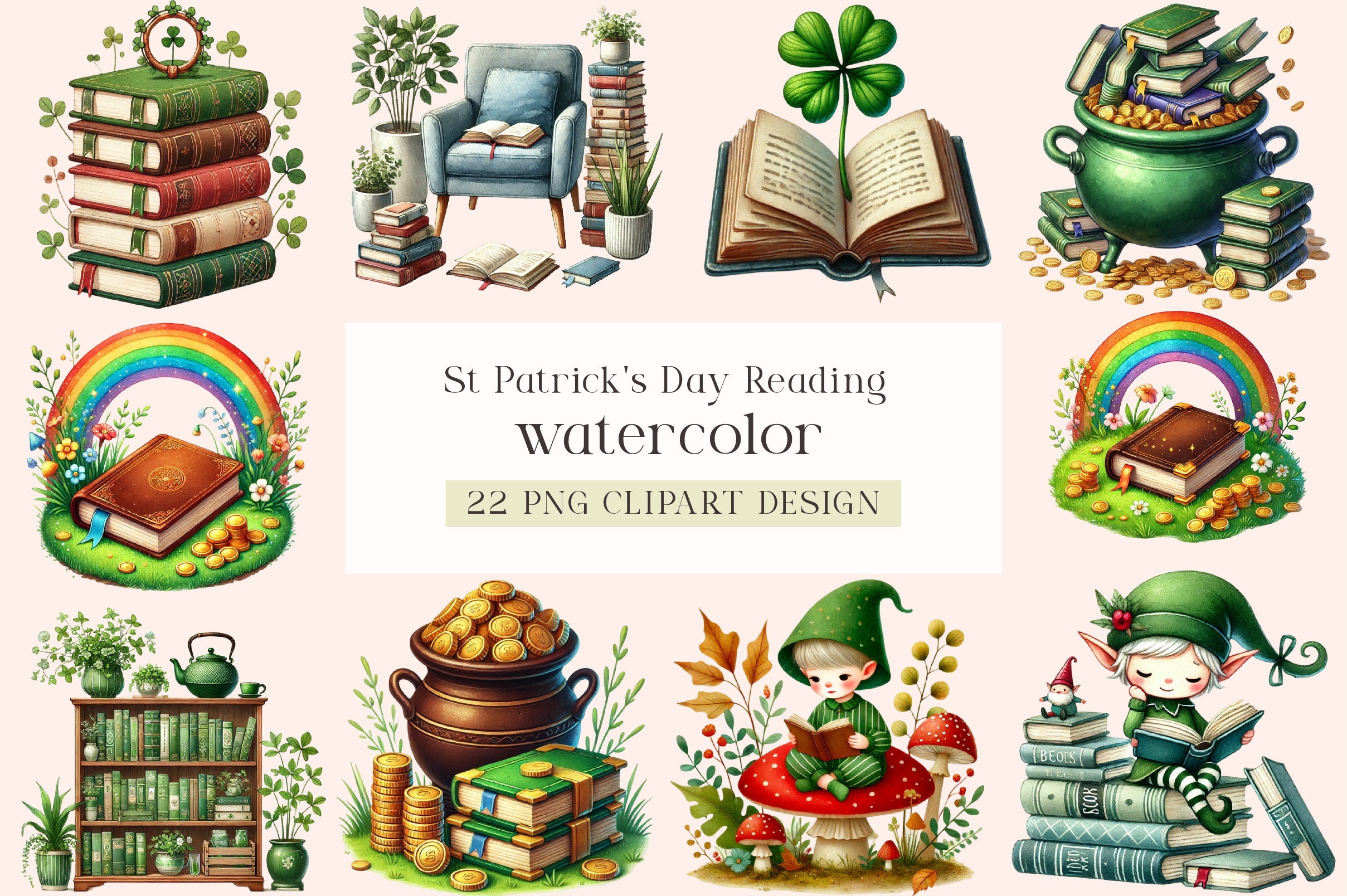 St. Patrick's Day Reading Clipart Bundle
