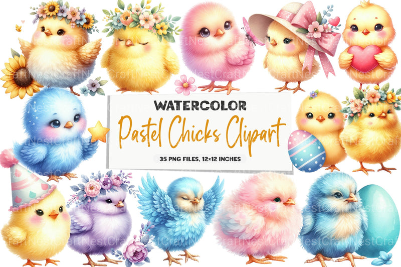 Pastel Chicks Clipart Bundle - CraftNest - Digital Crafting and Art