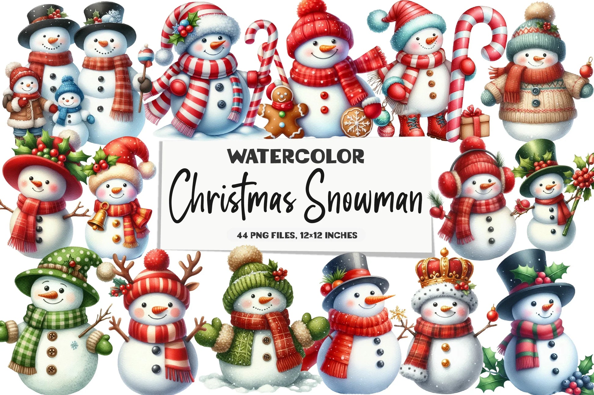 Christmas Snowman Clipart Bundle - CraftNest - Digital Crafting and Art