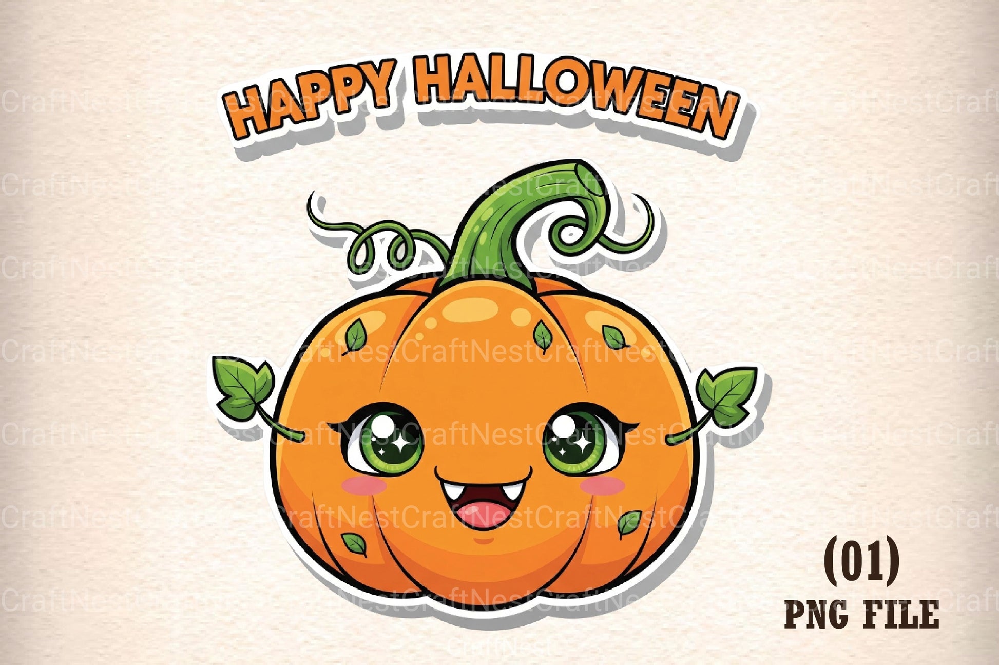 Happy Halloween Cute Pumpkin Sticker Clipart Bundle - CraftNest - Digital Crafting and Art