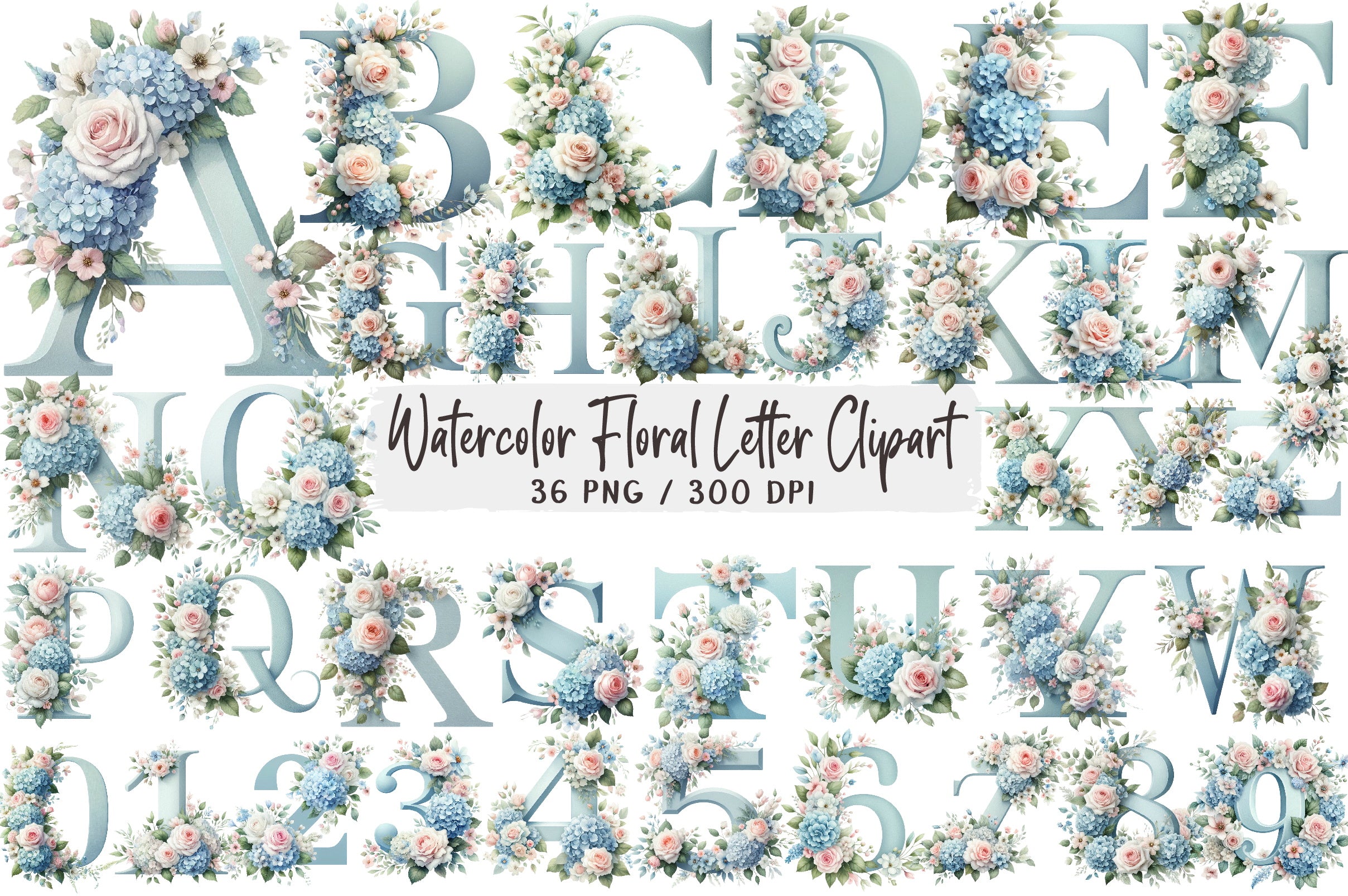Floral Letter Clipart Bundle