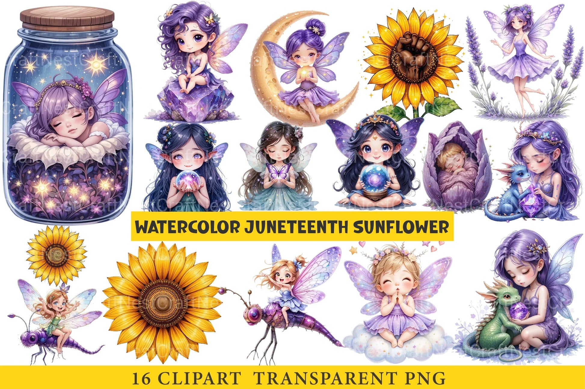 Juneteenth Sunflower Clipart Bundle - CraftNest - Digital Crafting and Art