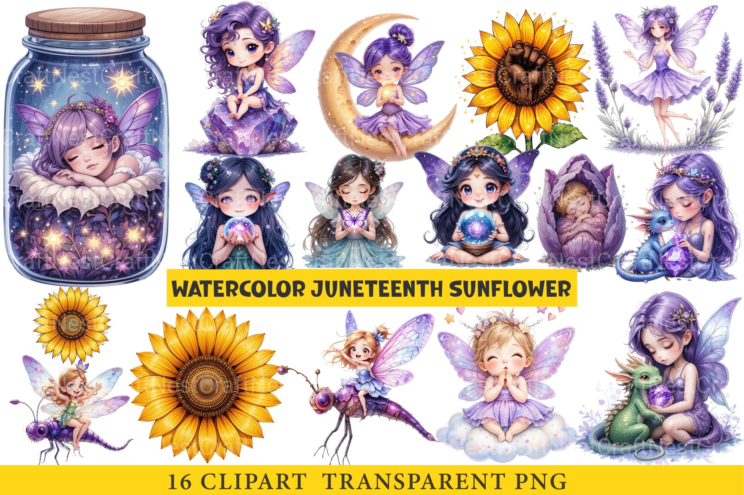 Juneteenth Sunflower Clipart Bundle - CraftNest - Digital Crafting and Art