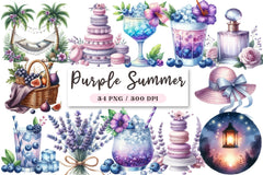 Purple Summer Clipart Bundle - CraftNest - Digital Crafting and Art