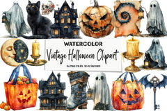 Vintage Halloween Clipart Bundle - CraftNest - Digital Crafting and Art