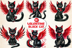 Valentine Black Cat Clipart Bundle 99 - CraftNest - Digital Crafting and Art