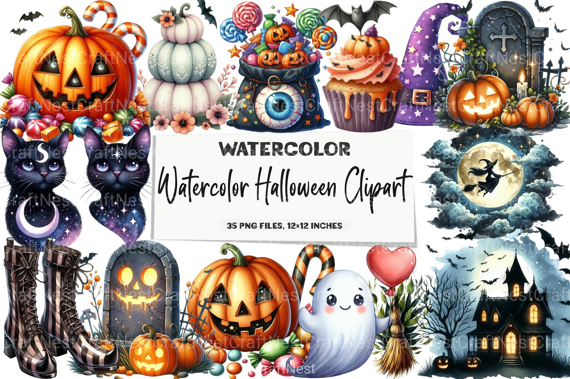 Halloween Clipart Bundle 53 - CraftNest - Digital Crafting and Art