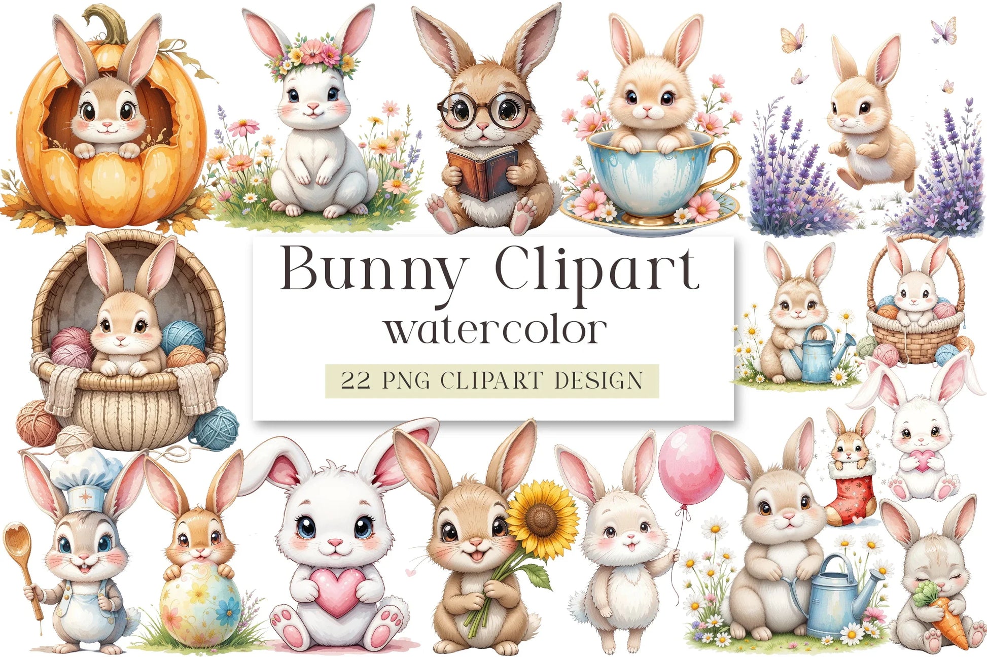 Bunny Clipart Bundle - CraftNest - Digital Crafting and Art