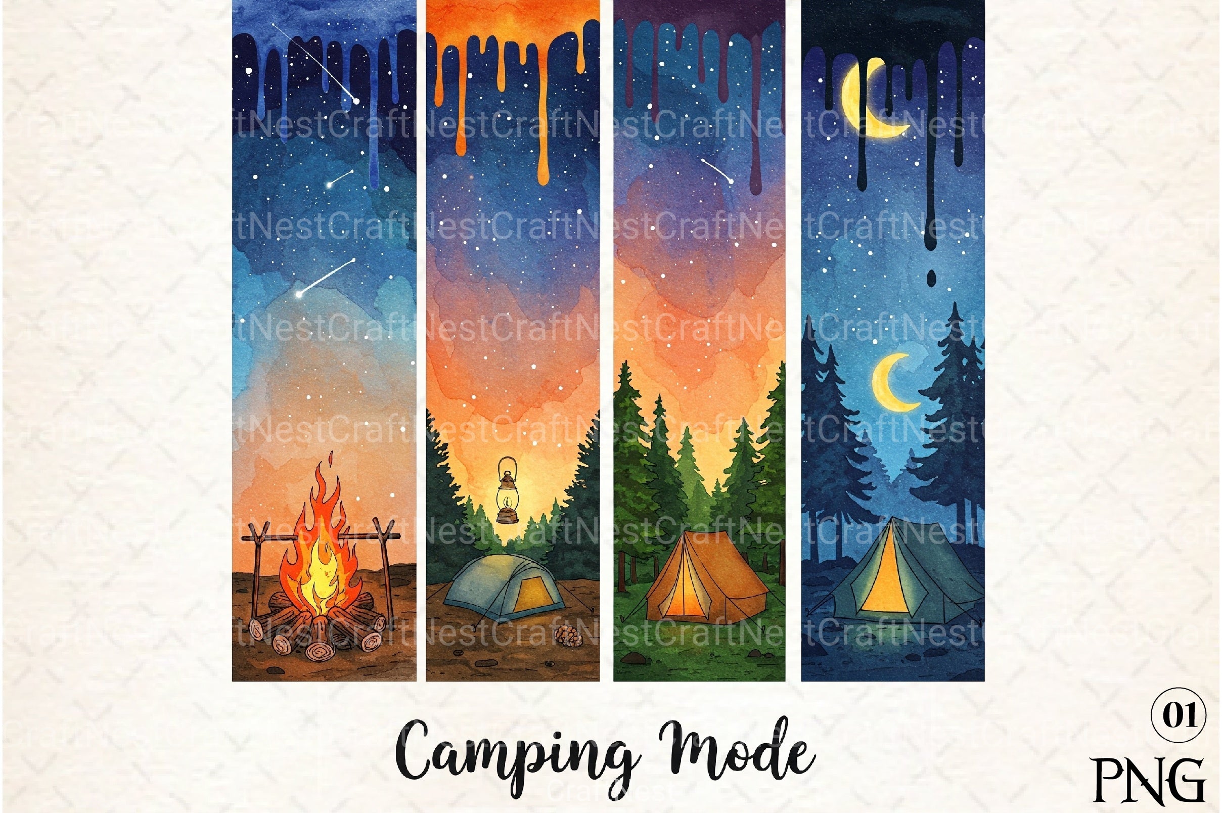 Camping Brushstroke Clipart Bundle 3 - CraftNest - Digital Crafting and Art