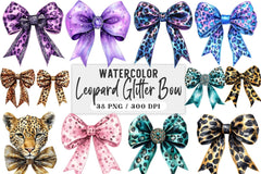 Leopard Glitter Bow Clipart Bundle - CraftNest - Digital Crafting and Art