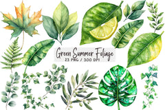 Green Summer Foliage Clipart Bundle - CraftNest - Digital Crafting and Art