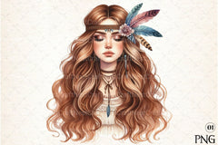 Tribal Boho Girl Clipart Bundle 2 - CraftNest - Digital Crafting and Art