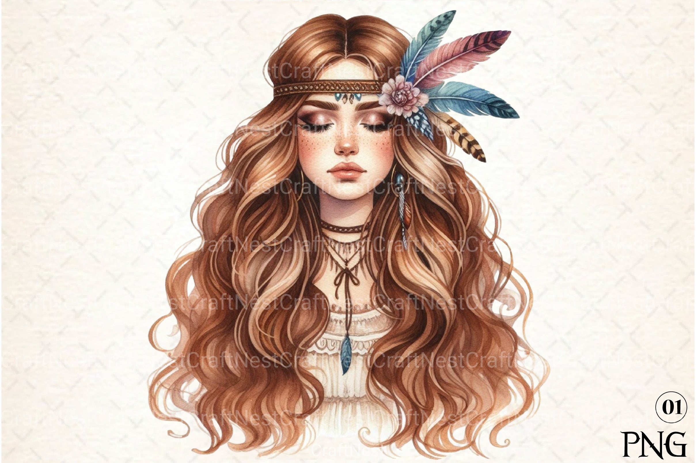 Tribal Boho Girl Clipart Bundle 2 - CraftNest - Digital Crafting and Art