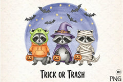 Halloween Raccoon Trick Or Treat Clipart Bundle - CraftNest - Digital Crafting and Art