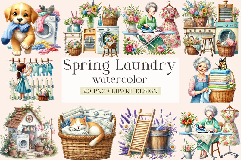 Spring Laundry Clipart Bundle - CraftNest - Digital Crafting and Art