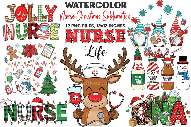 Nurse Christmas Clipart Bundle - CraftNest - Digital Crafting and Art