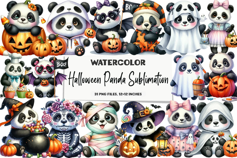 Halloween Panda Clipart Bundle - CraftNest - Digital Crafting and Art